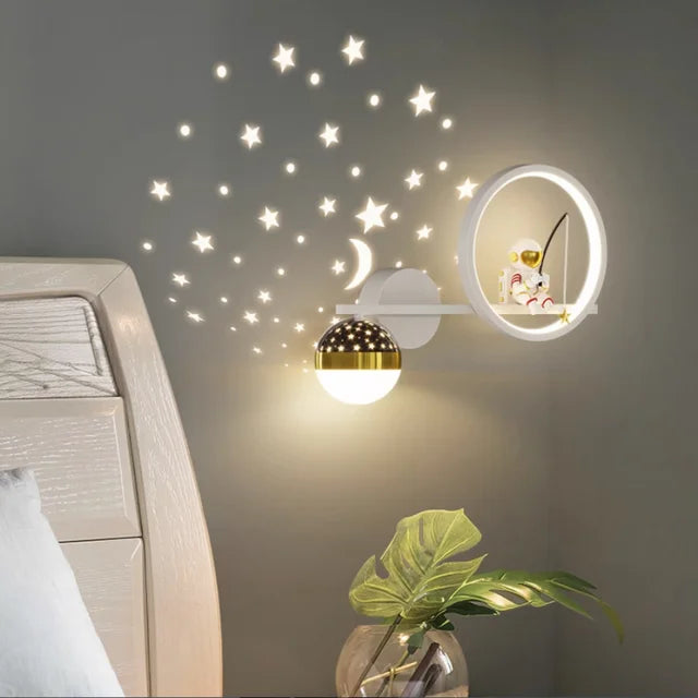Allegra - Stylish Kids Wall Light with Space Theme and Star Projections