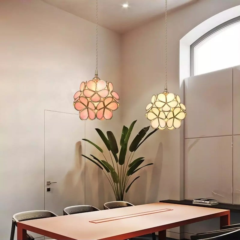 Claylia - Modern Flower Pendant Lamp Acrylic White Lotus Style Globe