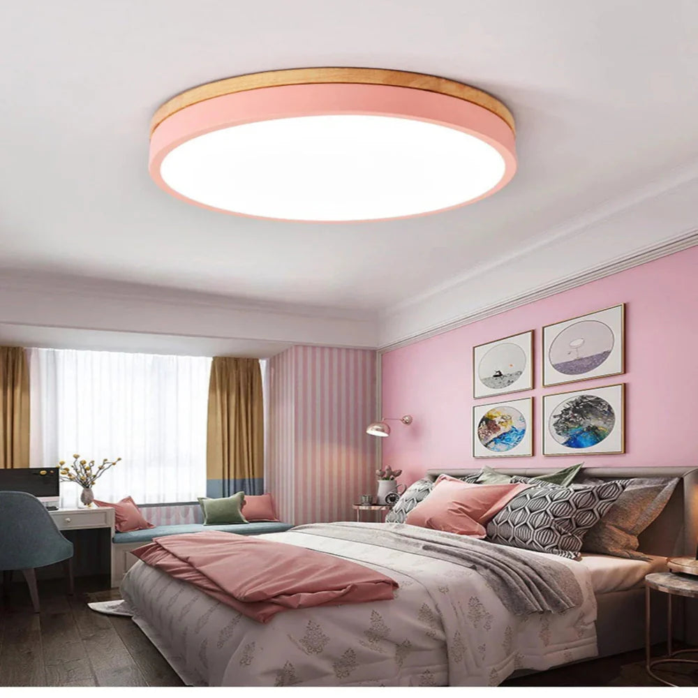 Ambiura - Nordic Wood Ceiling Light Minimalist White Finish
