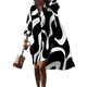 Zephyra - Stylish Women's Long-Sleeved V-neck Dress with Abstract Print