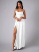 Kelsey - Elegant Satin Maxi Dress with Cowl Neckline and Spaghetti Straps