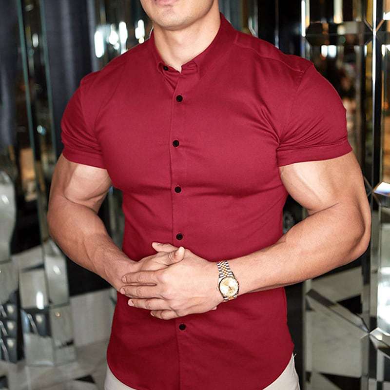 Rhys - Sleek Slim Fit Short Sleeve Shirt for Stylish Men