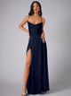 Kelsey - Elegant Satin Maxi Dress with Cowl Neckline and Spaghetti Straps