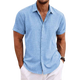Bill - Minimalist Short Sleeve Cotton and Linen Shirt for Men
