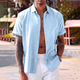 Bill - Minimalist Short Sleeve Cotton and Linen Shirt for Men