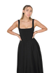 Hattie-Rae - Stylish High-Waisted Square-Neck Midi Dress for Summer Elegance