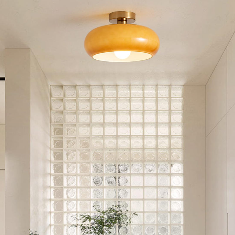 Ambrelle – Round Ceiling Light with Amber Glass Shade