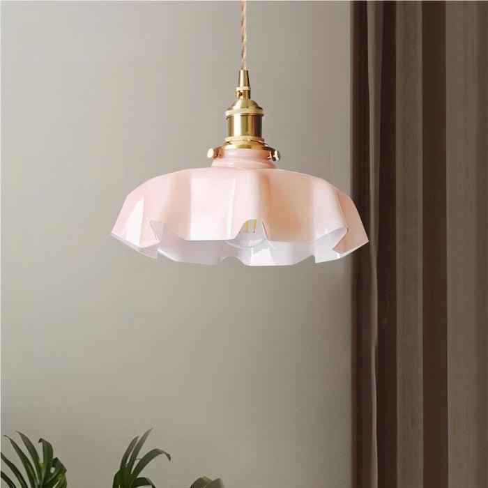 Rustora - Retro Floral Brass Pendant Lamp With Soft LED Lighting