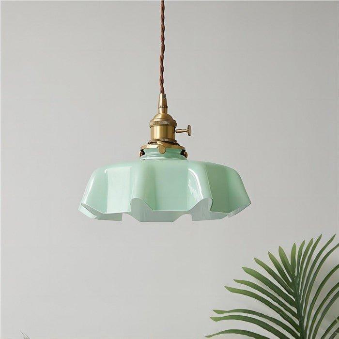 Rustora - Retro Floral Brass Pendant Lamp With Soft LED Lighting