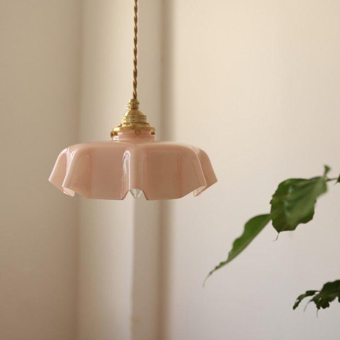 Rustora - Retro Floral Brass Pendant Lamp With Soft LED Lighting