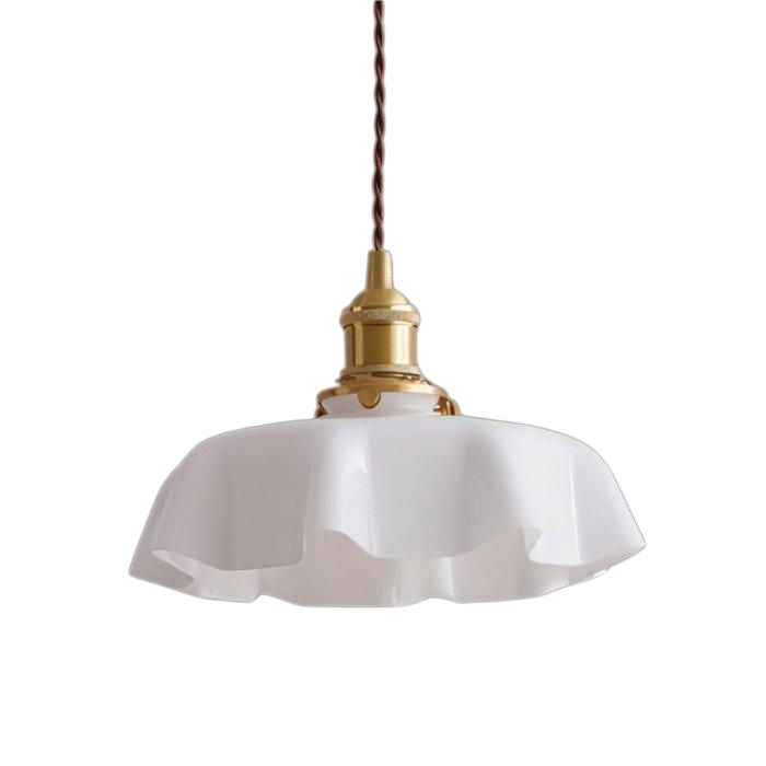 Rustora - Retro Floral Brass Pendant Lamp With Soft LED Lighting