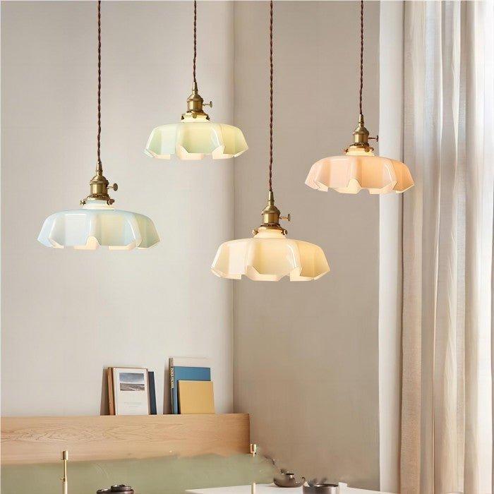 Rustora - Retro Floral Brass Pendant Lamp With Soft LED Lighting