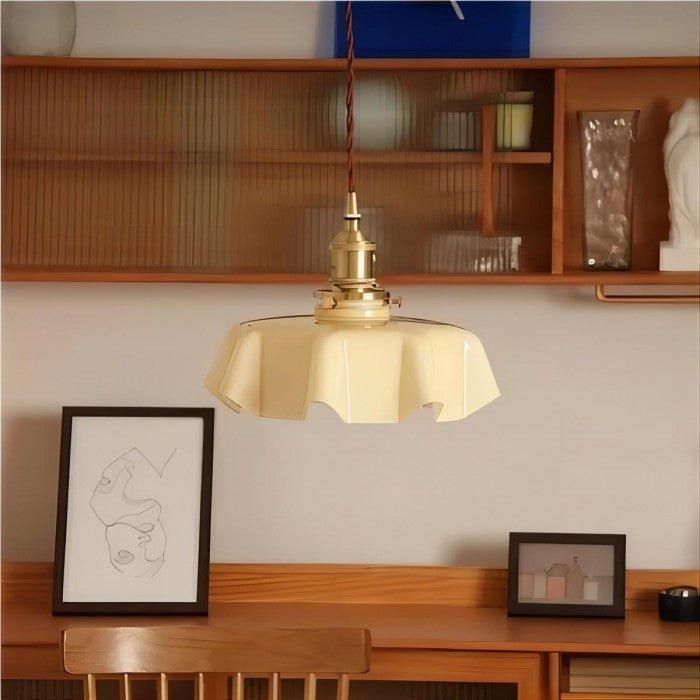 Rustora - Retro Floral Brass Pendant Lamp With Soft LED Lighting