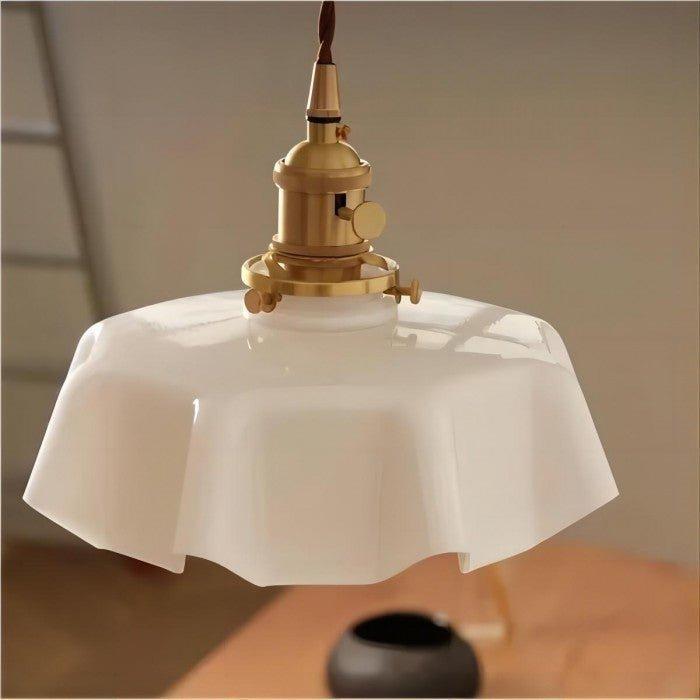 Rustora - Retro Floral Brass Pendant Lamp With Soft LED Lighting