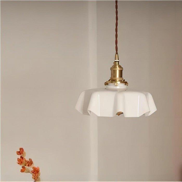 Rustora - Retro Floral Brass Pendant Lamp With Soft LED Lighting