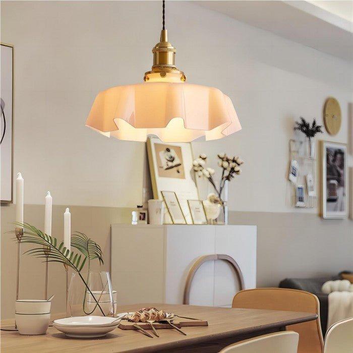 Rustora - Retro Floral Brass Pendant Lamp With Soft LED Lighting