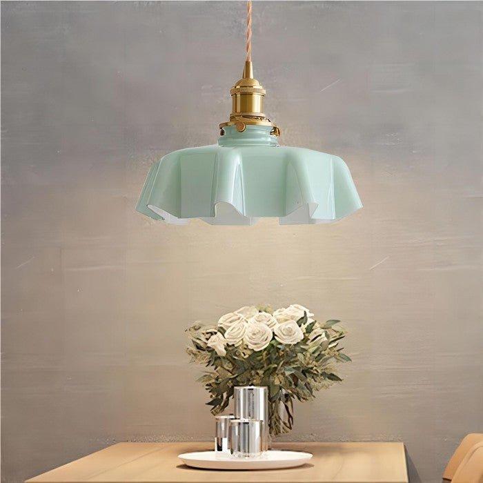 Rustora - Retro Floral Brass Pendant Lamp With Soft LED Lighting