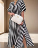 Pansy - Stylish Striped Maxi Dress with Ruffle Sleeves