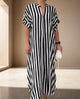 Pansy - Stylish Striped Maxi Dress with Ruffle Sleeves