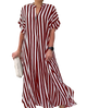 Pansy - Stylish Striped Maxi Dress with Ruffle Sleeves