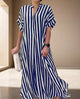 Pansy - Stylish Striped Maxi Dress with Ruffle Sleeves