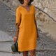 Jean - Elegant Knee-Length Dress with V-Neck and Relaxed Sleeves
