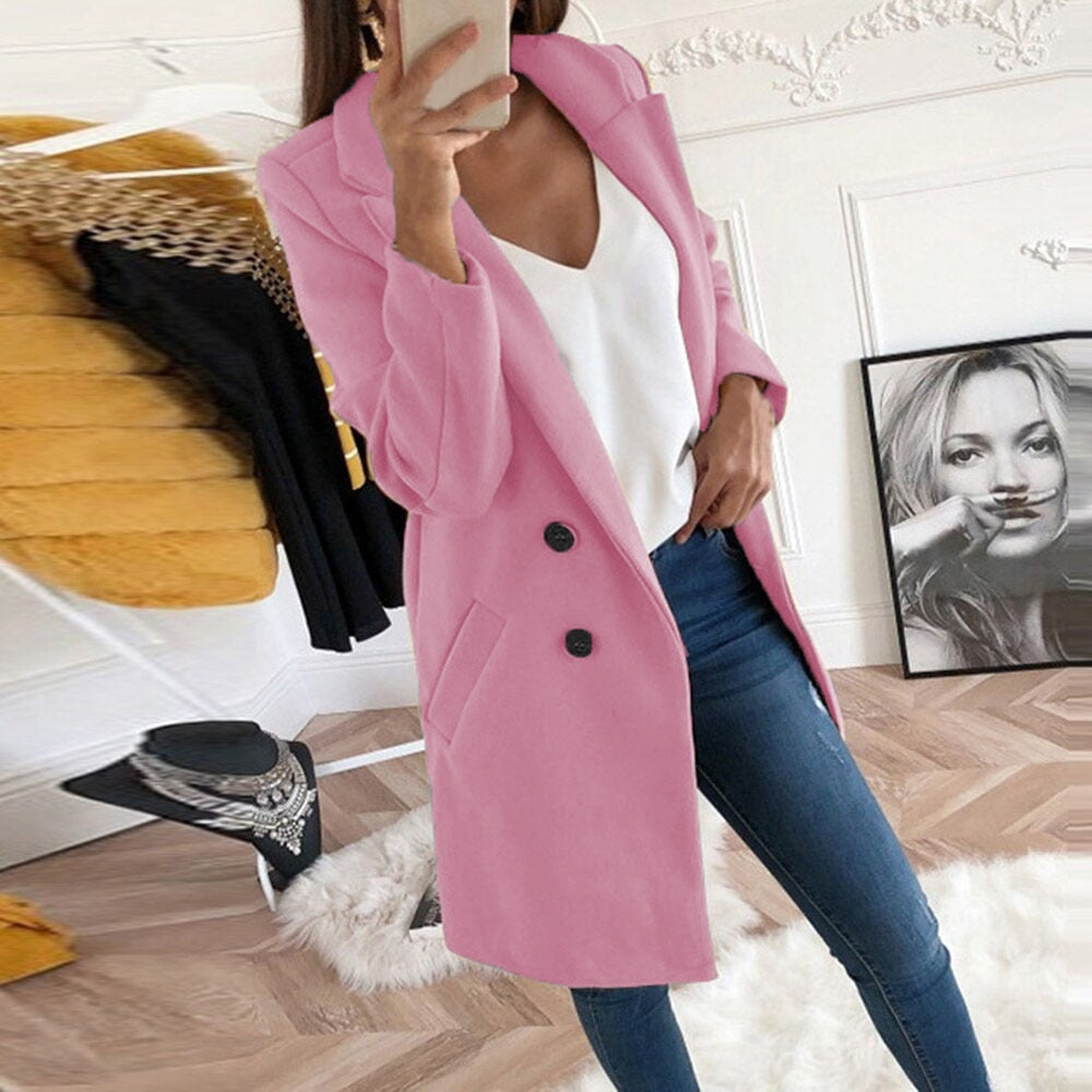 Liz - Elegant Jazz Coat for Women with Chic Turn-Up Collar