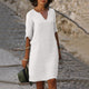 Jaliyah - Elegant Linen Summer Dress with V-Neck for Women