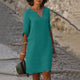 Jaliyah - Elegant Linen Summer Dress with V-Neck for Women