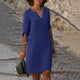 Jaliyah - Elegant Linen Summer Dress with V-Neck for Women
