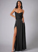 Kelsey - Elegant Satin Maxi Dress with Cowl Neckline and Spaghetti Straps