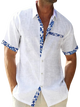 Aidan - Stylish Men's Linen Shirt with Breathable Fabric and Patterned Details