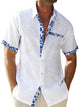 Aidan - Stylish Men's Linen Shirt with Breathable Fabric and Patterned Details