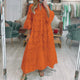 Marigold - Stylish Women's Embroidered Dress with Cutouts and Flowing Silhouette