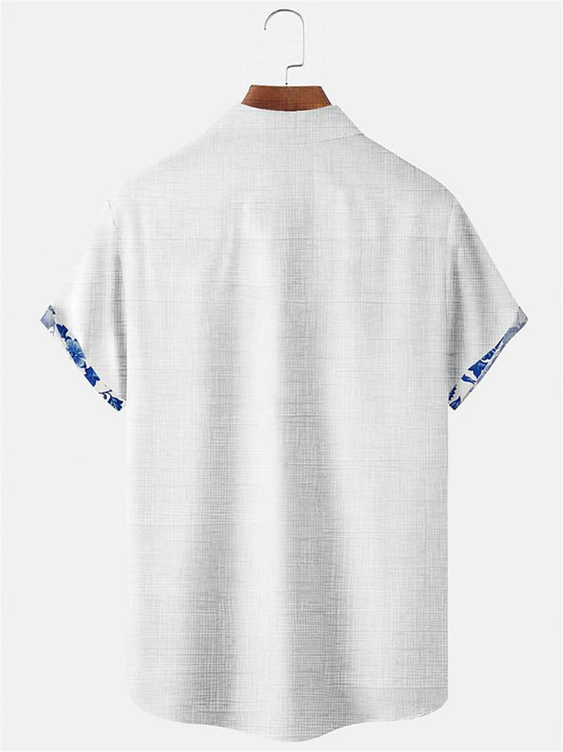 Aidan - Stylish Men's Linen Shirt with Breathable Fabric and Patterned Details