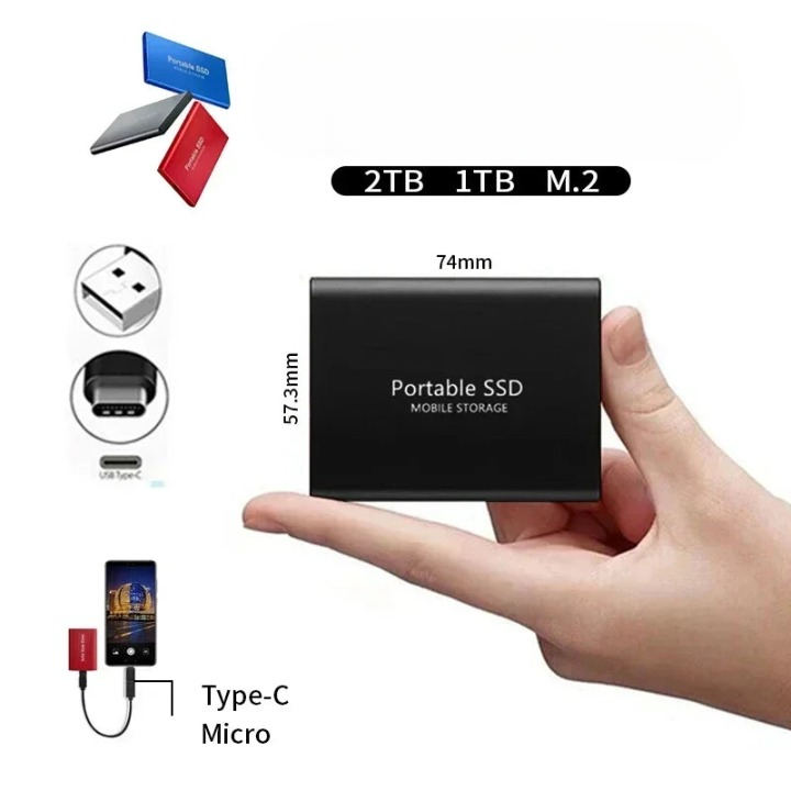 Bowlisca - Portable SSD External Drive 2TB Compact High Speed Storage