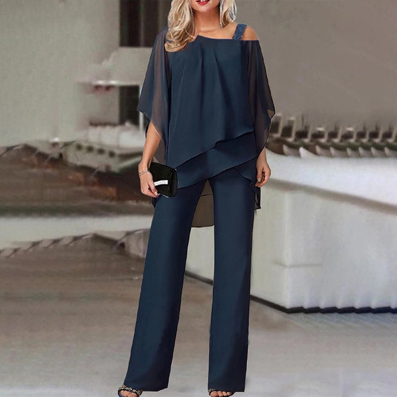 Arabelle- Elegant Women's Cold Shoulder 2-Piece Set for Flowy Style