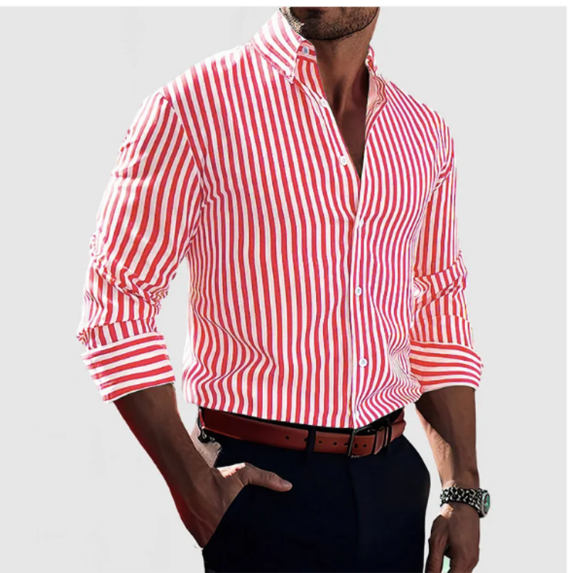 Shawn - Modern Striped Men's Shirt Slim Fit Casual Everyday