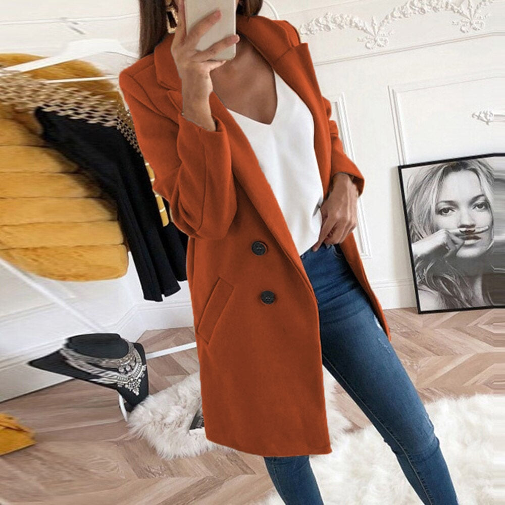 Liz - Elegant Jazz Coat for Women with Chic Turn-Up Collar