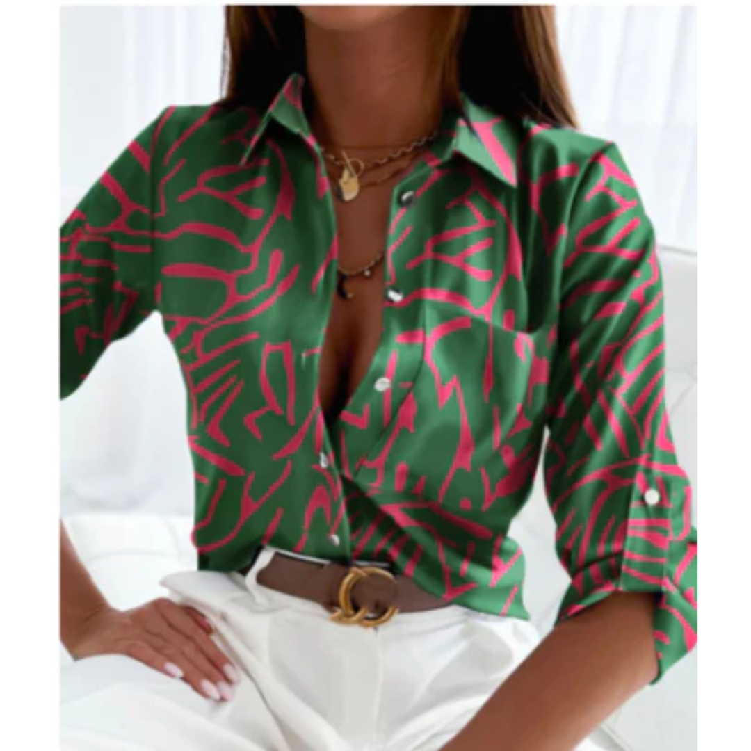 Libby - Enchanting Women's Blouse with Celestial Blue Design