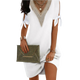 Dot - Sophisticated V-neck Tunic Dress for Women in White