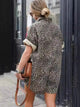 Elisa - Leopard Print Summer Romper With Rolled Sleeves