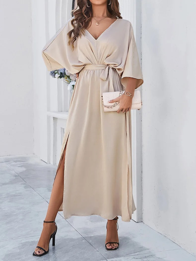 Illyria - Elegant Long Dress with Slit and Flattering Silhouette