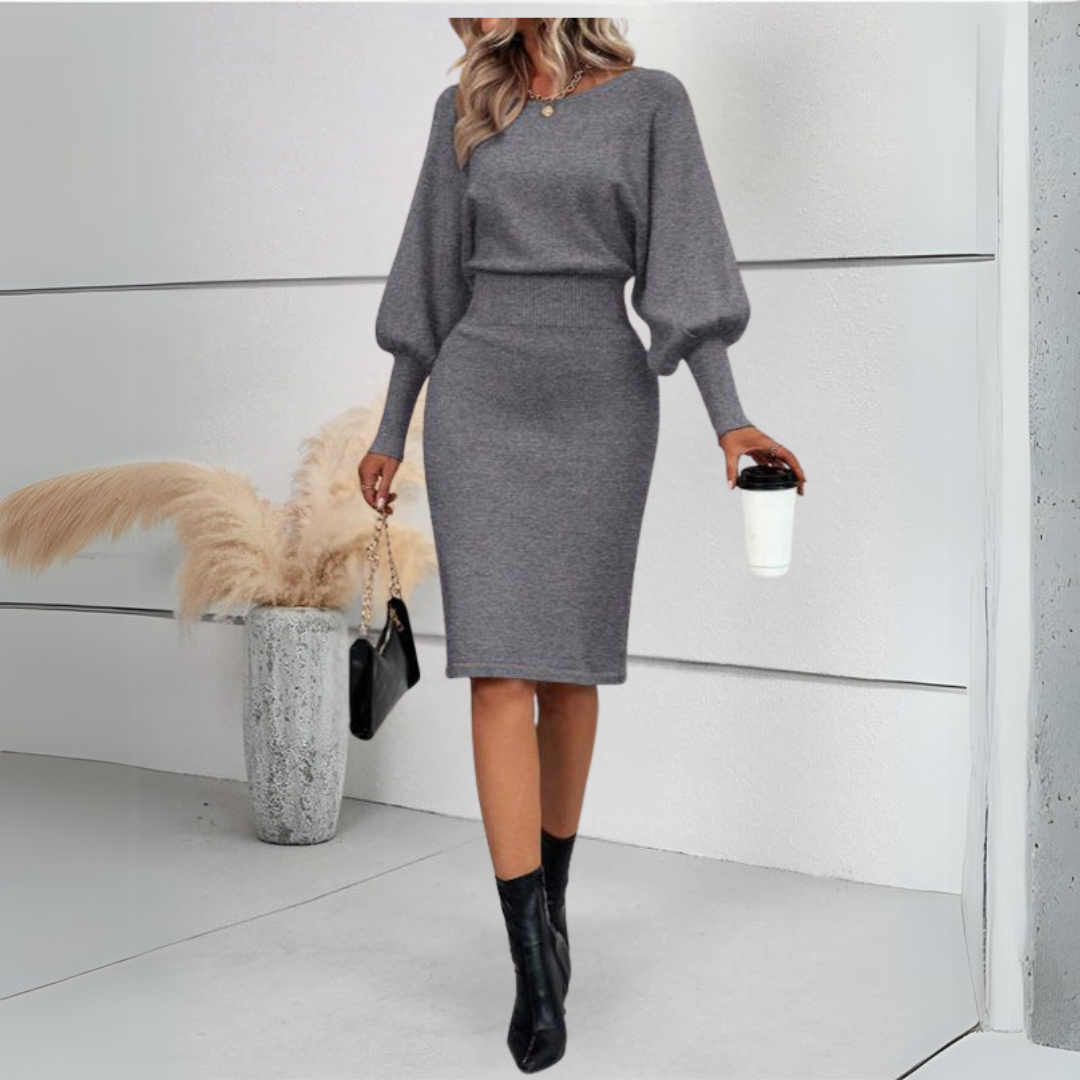 Monica - Elegant Women's Knitted Midi Dress for Timeless Style