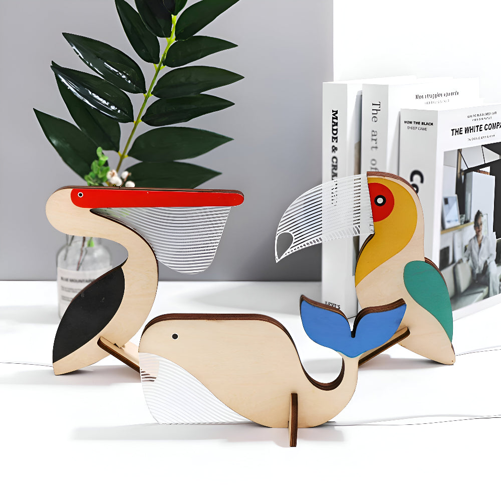 Evynor - Wildlife Table Lamp Pelican Night Light Wood Acrylic LED