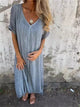 Gloria - Elegant Women's V-neck Midi Dress for Effortless Style