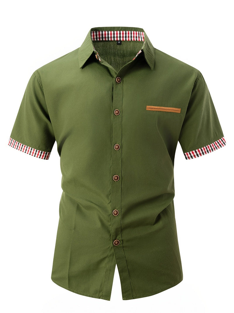 Joel - Stylish Men's Short-Sleeved Shirt with Decorative Chest Pocket