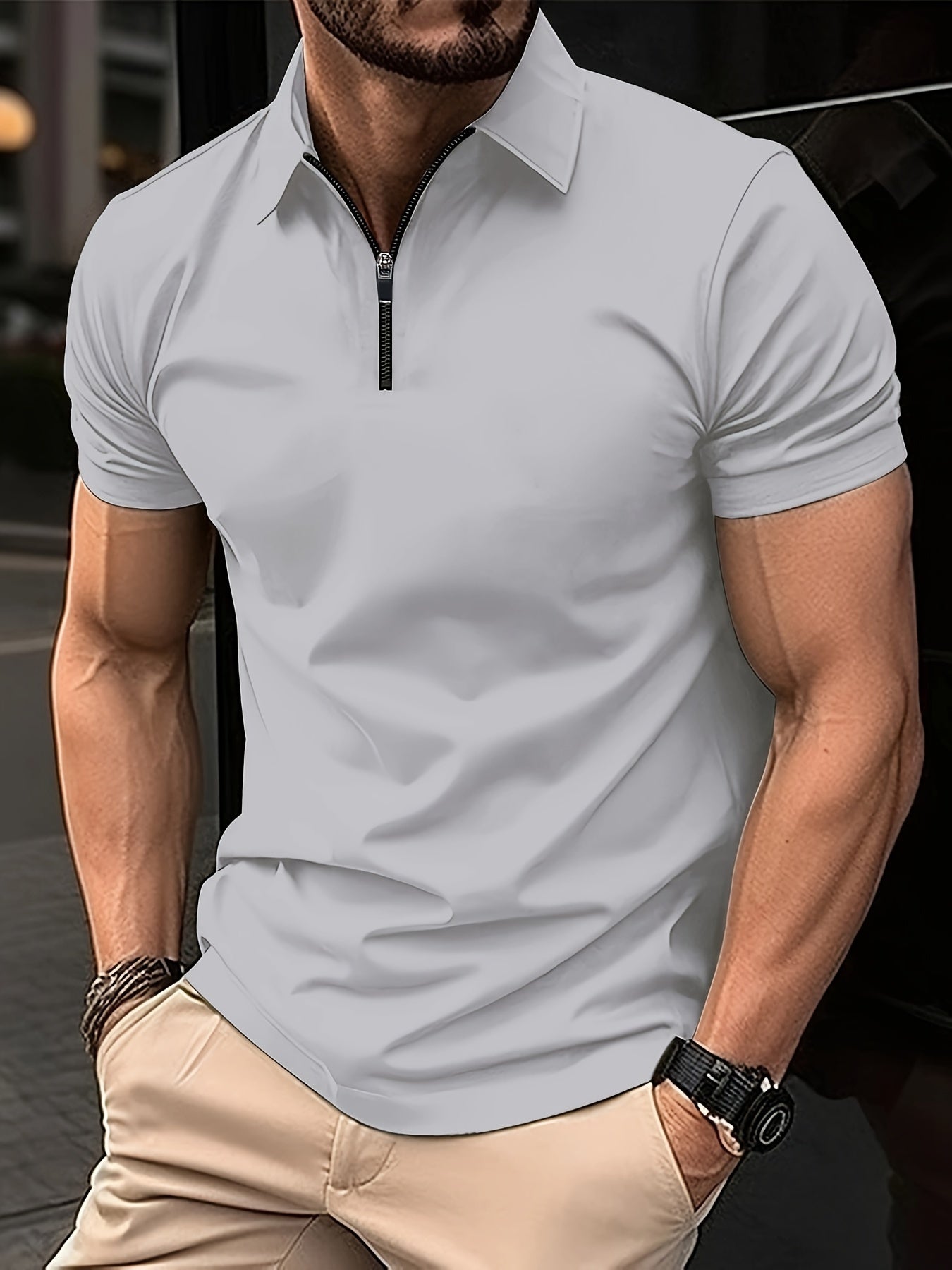 Ansel - Stylish Men's Casual Zipper Shirt with Classic Lapel Collar