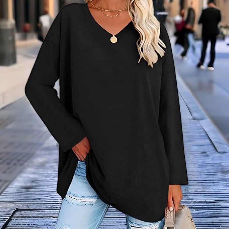Estelle - Fashionable Long Sleeve V Neck Oversized Pullover