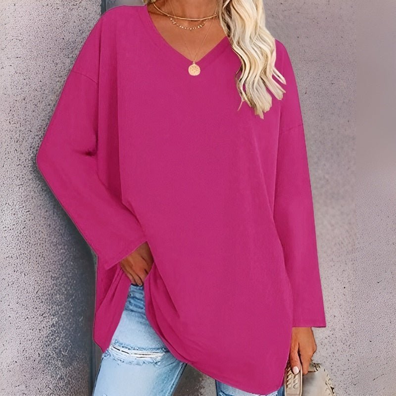 Estelle - Fashionable Long Sleeve V Neck Oversized Pullover